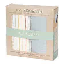 Lange bébé lot de 2 70 x 70 Vintage Sunny Stripes/Pure Soft Blue