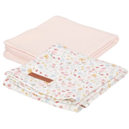 Langes Swaddles 70x70 Flowers & Butterflies/Pure Soft Pink