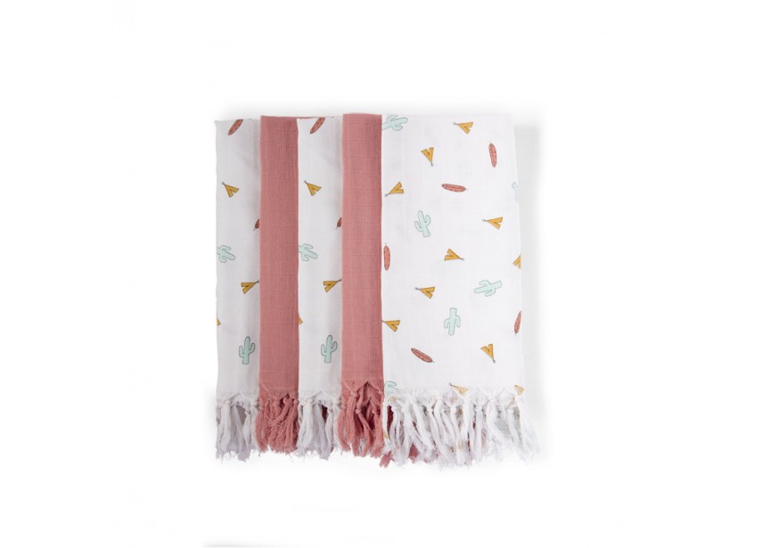 Langes Tetra - Coton - Tipi + Nude Avec Franges - 5 Pcs